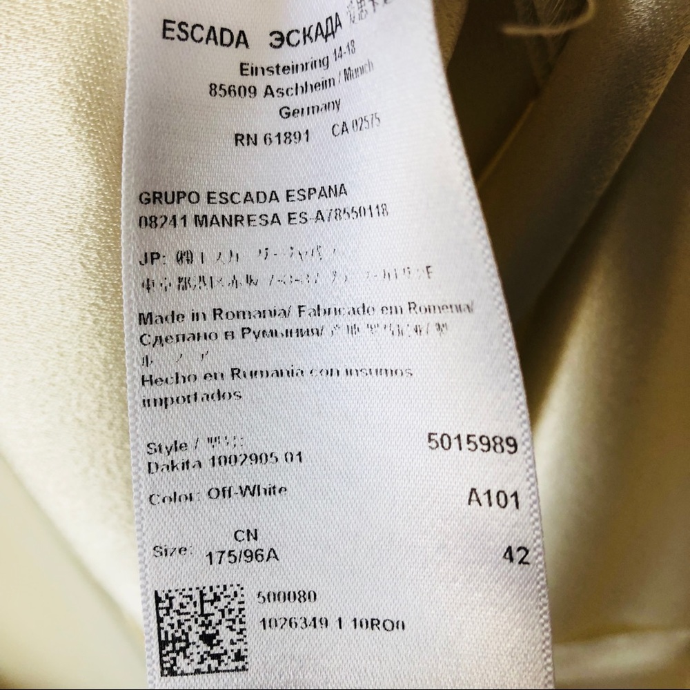 White Silk Escada Shift Dress Like New! - Picture 7 of 8